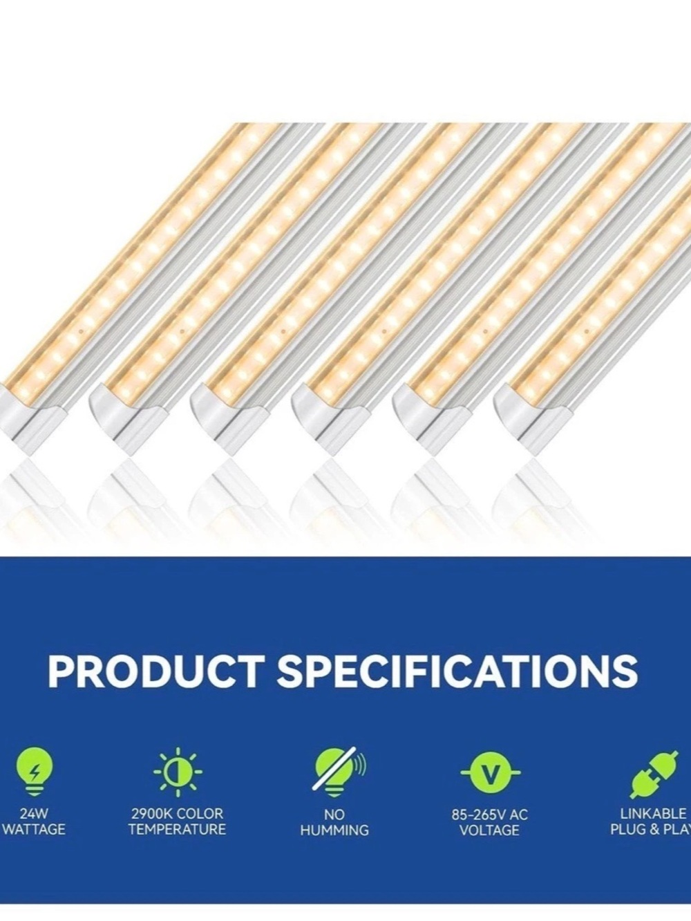 Barrina T8 LED Grow Light 144W 6-Pack 2FT White
